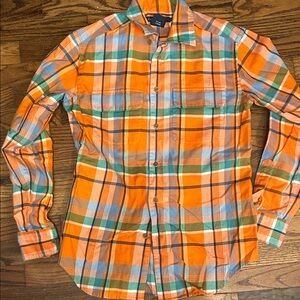 Ralph Lauren Orange and Blue Plaid Button-Down Shirt
